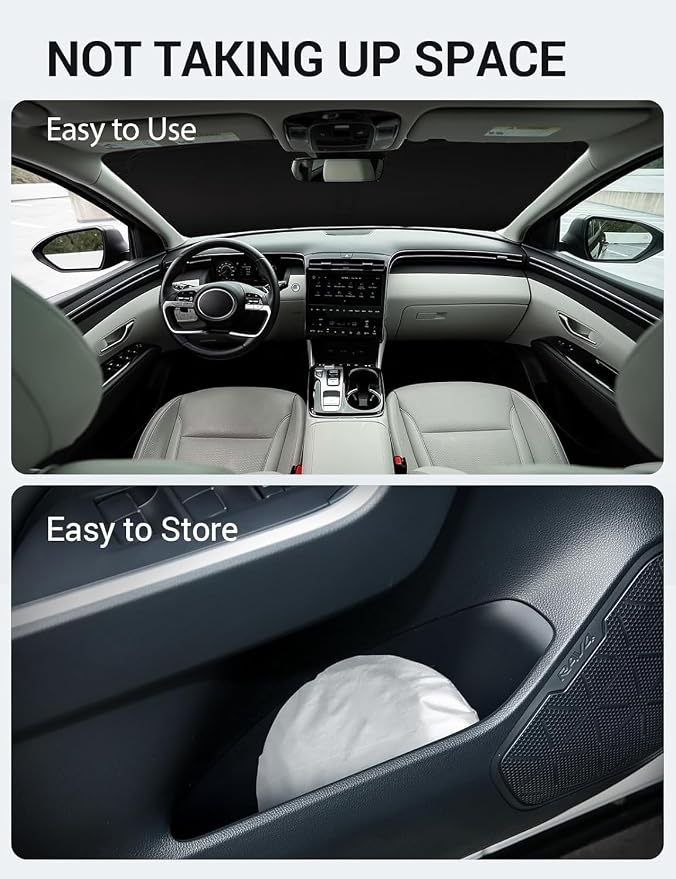 Proadsy Windshield Sun Shade for Hyundai Tucson 2026 2025 2024 2023 2022 Front Window Sunshade Protector Foldable Sun Visor Blocks UV Rays Keep Car Cooler