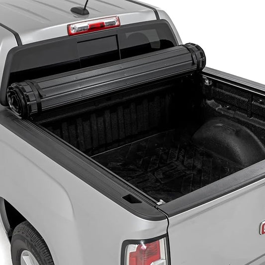 Rough Country Hard Roll-Up Tonneau Cover for Chevy Colorado & GMC Canyon (2015-2022) - Aluminum Truck Bed Cover, Fits 5'7 Bed