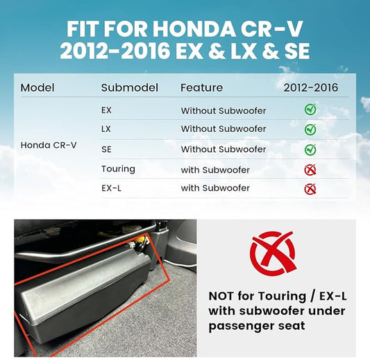 LASFIT Floor Mats for Honda CR-V 2016 2015 2014 2013 2012 EX & LX & SE (NOT Fit EX-L & Touring), Custom Fit All Weather Protection TPE Floor Liner,1st & 2nd Row, Black