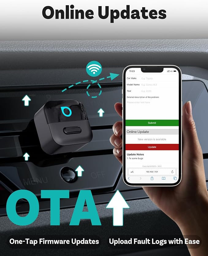 OTTOCAST Mini Pico Wireless CarPlay & Android Auto Adapter – WiFi 6 + Bluetooth 5.4, Plug & Play, Fast Auto-Reconnect, Ultra-Compact Design, Works with Factory Wired CarPlay Cars