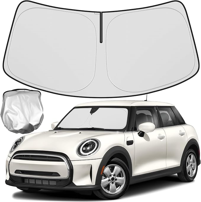 Windshield Sunshade Compatible for 2015-2023 2024 2025 BMW Mini Cooper F55 Accessories Front Window Shield Sun Visor Protector Foldable Blocks UV Rays