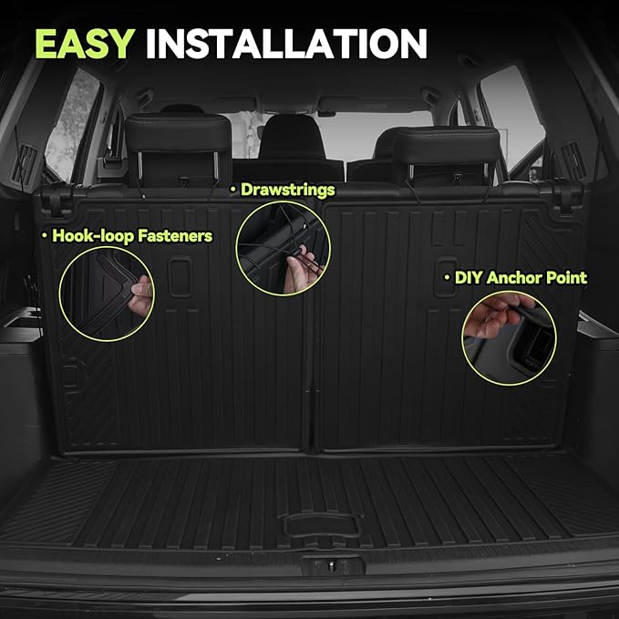 Tongama-Floor Mats for 2023 2024 2025 Kia Sportage Hybrid, All Weather TPE Trunk Mat and Backrest Mats and Cargo Net and Door Sill Guards for Kia Sportage Floor Liner Accessories