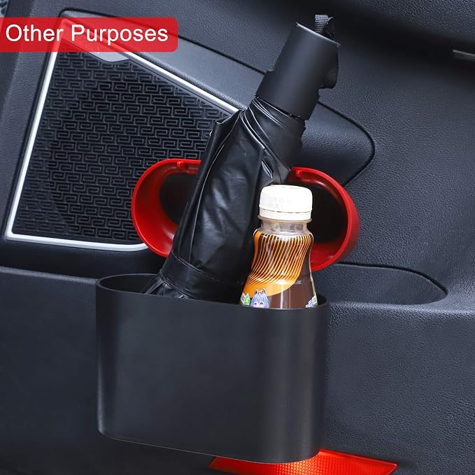 Accmor Car Trash Can with Lid, Mini Vehicle Dustbin Garbage Organizer Bin Holder, Portable Hanging Wastebasket Container for Auto, Home, Office (Red)