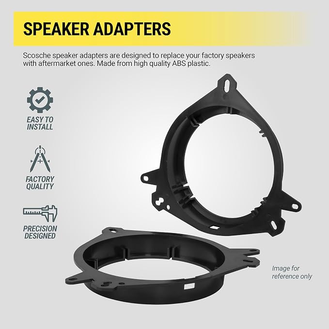 Scosche SA464 4x6” to 4" Car Speaker Adapters Compatible with Select 1976-07 Import and Domestic Vehicles - Adapter Spacers for Car Door and Dash Speakers - Sold in Pairs - See Fit Guide in Image