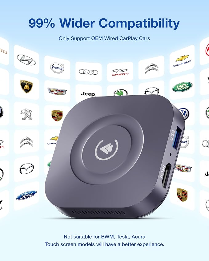 Magic Box 2026 Wireless CarPlay Adapter, AI Box Android Auto Supports Strea-ming Video for TikTok/YouTube, USB for Offline Media, Screen Mirroring Car Adapter for Factory Wired Car Play