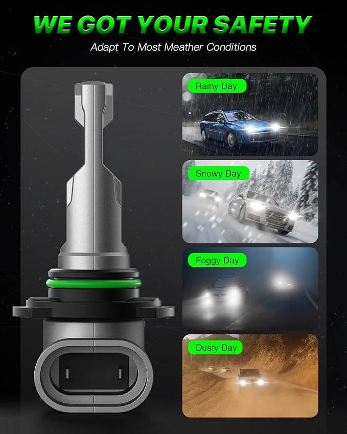 9005 𝟵𝟬𝟬𝟲 LED Light Bulbs - 60000LM 6500K LED Fog Light Bulb with Turbo Cooling Fan, 1:1 Size, Super Brightness, Non-Polarity, Plug and Play, Pack of 2
