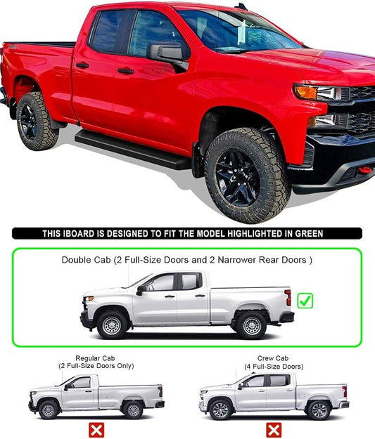 APS Nerf Bar Compatible with Silverado Sierra 1500 2019-2026 Extended Cab & 2500 3500 2020-2026 (Exclude 19 1500 LD)(Silverado 1500 LTD Sierra 1500 LD 2022) (Black Running Board)