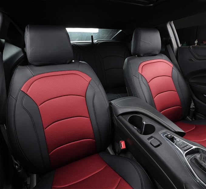 Seat Covers Custom Fit for Chevrolet Camaro 2016-2024 6th Gen Camaro LT LS RS SS ZL Coupe/Convertible Models Faux Leather Vehicle Protect Cushion(Front)