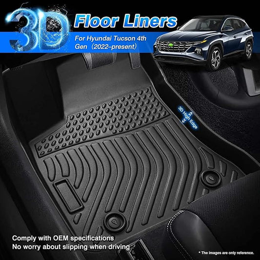 Cartist Floor Mats Compatible with Hyundai Tucson NX4 2022 2023 2024 2025 (Not for Hybrid Model) All Weather Floor Mats 1st & 2nd Row Carpet Protection 3D TPE Odorless