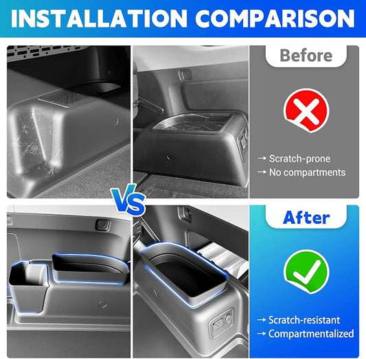 Trunk Organizer Fits for 2010-2024 Toyota 4Runner 5-Seat 2nd Row Trunk Storage Box No-Drill Compatible with 4Runner Accessories (Hetero+Pair, 3PCS)