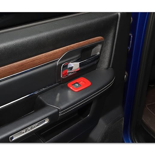 Red Window Lift Switch Cover Interior Button Trim Kit for Dodge RAM 2010-2017/Dodge Charger Durango 2011-2021