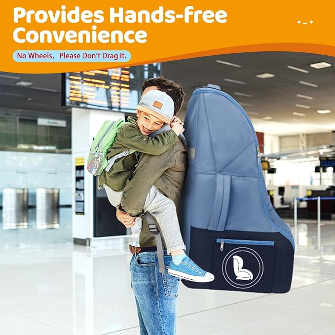 YOREPEK Carseat Travel Bag for Airplane, Heavy Duty Carseat Bags for Air Travel with Wear-Resistant Bottom, Adjustable Shoulder Straps, Padded Car Seat Travel Bag for Gate Check, Blue