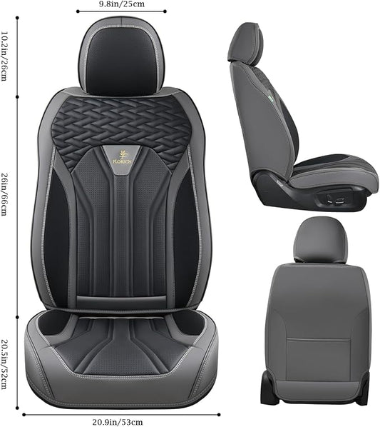 FLORICH Seat Covers for Cars, Waterproof Seat Covers, Leather Car Seat Covers 2 Pack, Universal Seat Cushion Protector for Most Cars Trucks SUV-Gray&Black