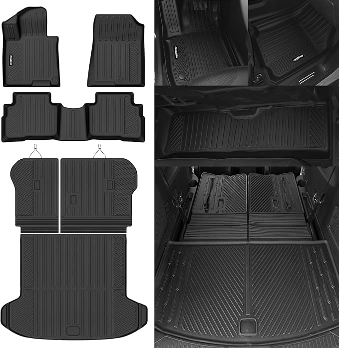 Floor Mats for 2023 2024 2025 Kia Sportage Hybrid (Only for HEV, Not for PHEV), Trunk Mat and Backrest Mat All Weather TPE Protector for Kia Sportage Hybrid Accessories Floor Liner