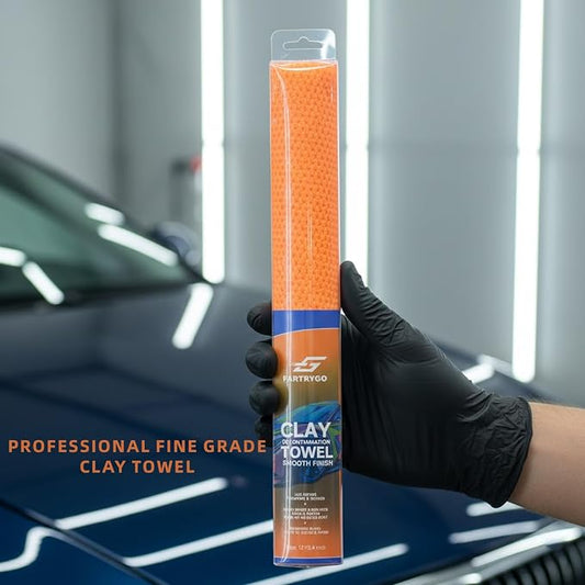 12"x12" Professional Clay Towel – Fine Grade Mesh Polymer | Requires Lubrication | Fast Decontamination for Auto Detailing, Removes Overspray, Water Spots & Iron Fallout | Scratch-Free