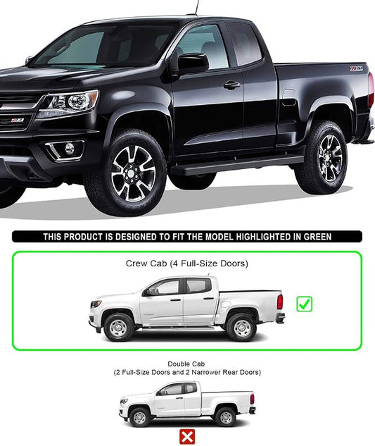 APS Running Boards (Nerf Bars Side Steps Step Bars) Compatible with Chevy Colorado GMC Canyon 2015-2026 Crew Cab 6ft Bed (Black Powder Coated 5 inches Wheel to Wheel)