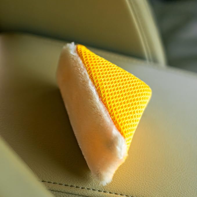 Autofiber Scrub Ninja - Wedge Scrubber, Great for scrubbing Leather, Plastic, Rubber and Vinyl - Pack of 2, White/Gold (5inch x 2.5inch x 2inch)