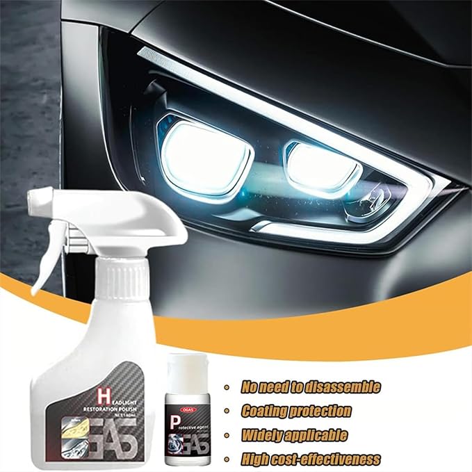 Automotive Headlamp Restoration Fluid Kit, 2025 New Headlight Restoration Kit,Multifunctional Car Headlight Polishing, Durable Headlight Repair Kit for All Vehicle Types (1Set)