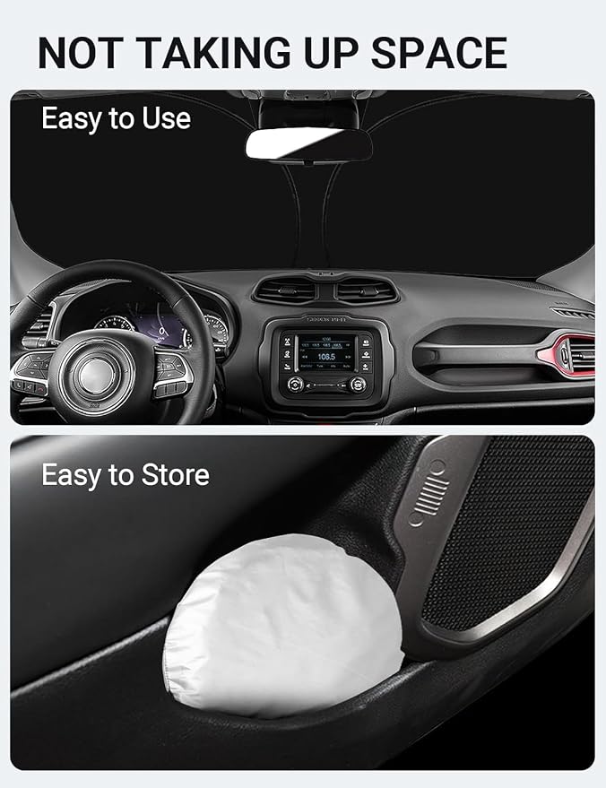 Proadsy 2026 Upgrade Front Windshield Sun Shade Foldable Sunshade Protector Custom Fit 2015-2023 Jeep Renegade SUV, Sport, Latitude, Limited, Trailhawk, Altitude Winter Accessories