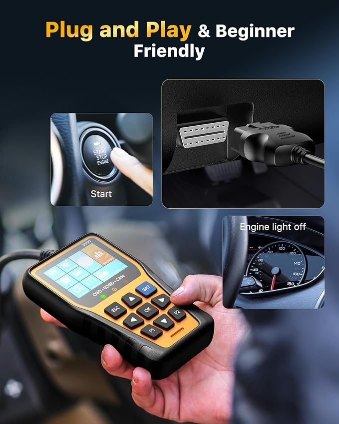OBD2 Scanner Car Code Reader Support Voltage Test Plug and Play Fixd Car CAN Diagnostic Scan Tool Read and Clear Engine Error Codes for All OBDII Protocol Vehicles Since 1996(Yellow)