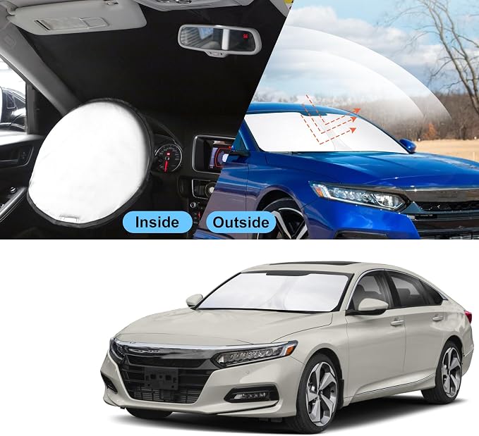 TINGLU Sun Shade for Honda Accord Sedan 2018-2022 Accessories Windshield Sun Shade Window Shade UV Rays Protection Sun Visor Cover with Steering Wheel Sunshade Storage Bag