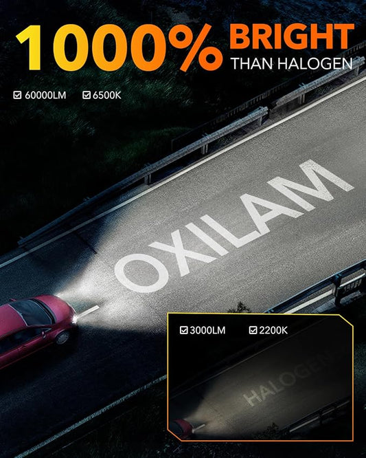 OXILAM 9005 LED Bulbs, 1000% Ultra-Bright, 6500K Super Bright, 3 Min Quick Install, 1:1 Mini Size, Plug and Play, Pack of 2