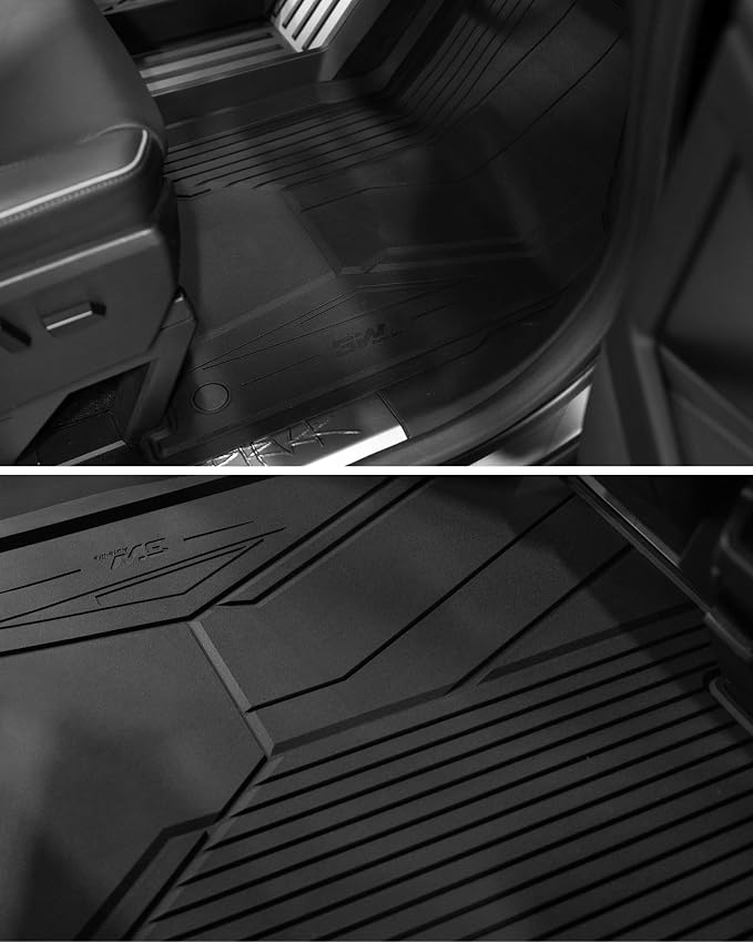 3W Floor Mats Set for Tesla Cybertruck 2023 2024 2025 2026, All Weather Protection Waterproof Frunk & Rear Cargo Liners, Gear Locker Mats Custom TPE Cargo Trunk Accessories Mats for Tesla, Black