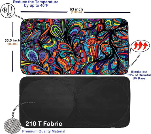 Gven Windshield Sun Shade for Car Front Window Cover Sunshades Visor Automotive Sun Shield for Full-Size Sedan & SUV, Mid-Size SUV, Sports Cars Mid-Size Pickup Truck Car Accessories(Abstract, L)