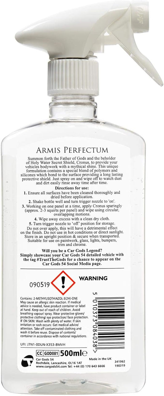 Car Gods Paint Sealant Holy Water Secret Shield Polish, Hydrophobic Nano Coat Repels Dirt Provides Premium Panel Protection Against Water and UV Damage, 17 Fl Oz