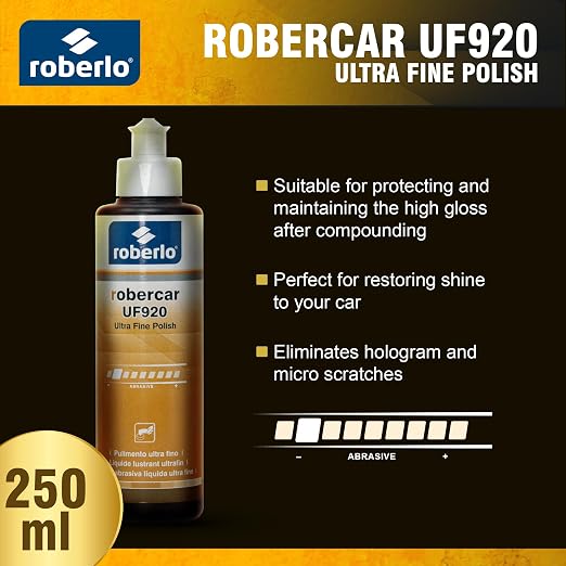 Roberlo ROBERCAR UF920 Ultra Fine Polish - Premium Buffing, Cutting, & Polishing Compound for Automotive Paint Restoration, Polishing Kit - 250ML - High-Gloss Finish