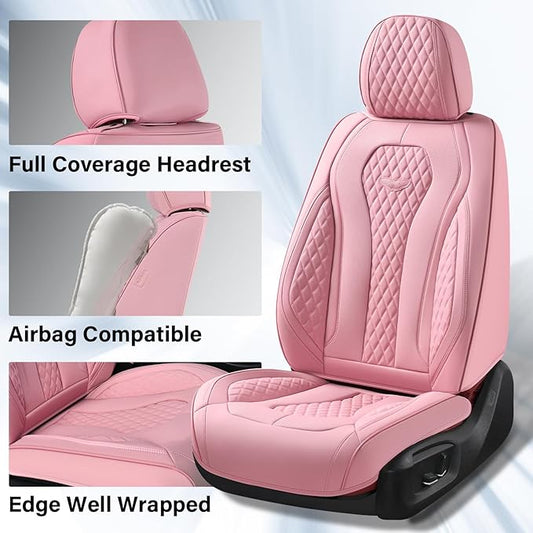 Coverado Seat Covers, Car Seat Covers Front Seats, Pink Car Seat Covers, Waterproof Auto Seat Covers, Seat Cushion, Front Seat Covers Leatherette Car Seat Protector Universal Fit Most Cars