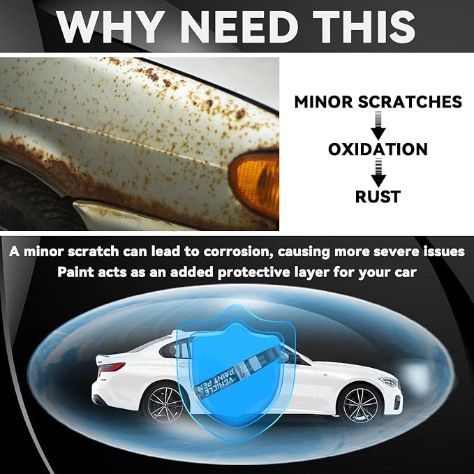 White Car Paint Touch Up Pen, Color Accurate Touch Up Paint for Cars, Professional Automotive Scratch Repair, Lasting Auto Scratch Remover, Fast Dry, Easy to Use, Safe and Washable, Versatile Use