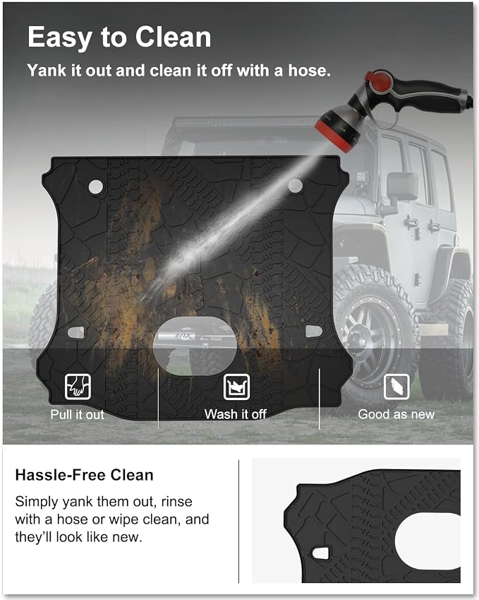 KIWI MASTER Cargo Mat for 2015-2018 Jeep Wrangler JK, OEM Replacement 82214404, Custom Fit All Weather Rear Cargo Liner, Heavy Duty TPE Tray Trunk Mat, Black