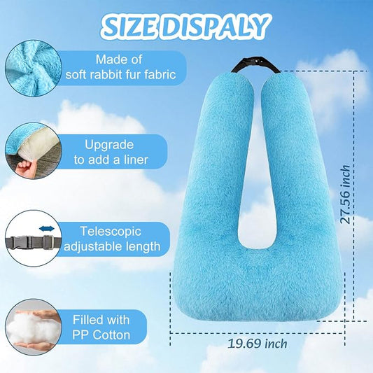 Swemos Travel Pillow, Car Pillow for Kids & Adults - Ergonomic Travel Pillows Sleeping Aid for Neck & Body Support, Car Travel Essentials Pillow on Road Trips-Gray (Blue)