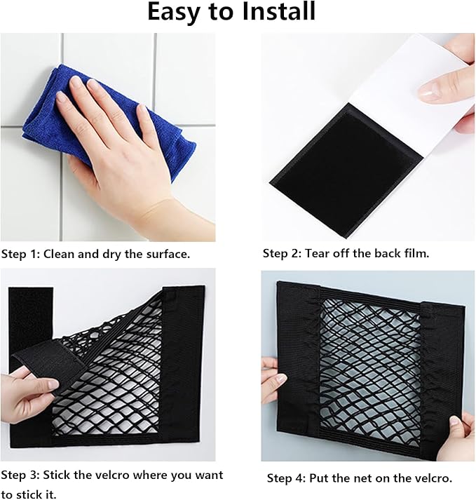 Universal Mesh Cargo Net with Tape Stickers Car Stretchable Storage Net Wall Sticker Organizer Pouch Bag Storage Mesh Net for SUV Car Trunk Storage(15.7x9.8 Inch)
