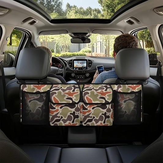 Duck Camouflage Hanging Car Organizer Waterproof Car Trunk Organizer with Lid Large Capacity Backseat Hanging Storage Bag with 4 Pockets for Most Cars,SUV,Sedan