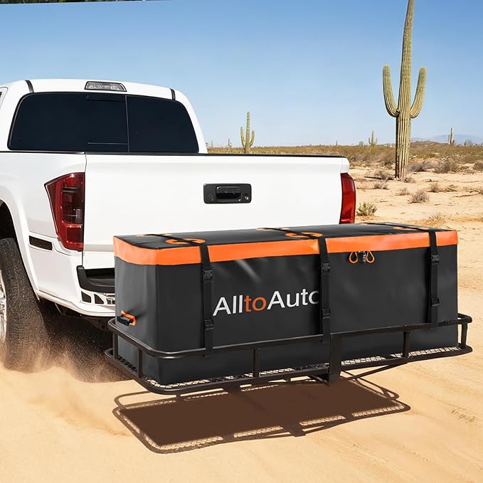 40 CuFt Waterproof Cargo Bag for Hitch Carrier | 70"x30"x33" Trailer Hitch Cargo Carrier | Weatherproof Truck Bed Storage with Straps, Lock & Carry Case | PVC Vehicle Soft-Shell Carriers
