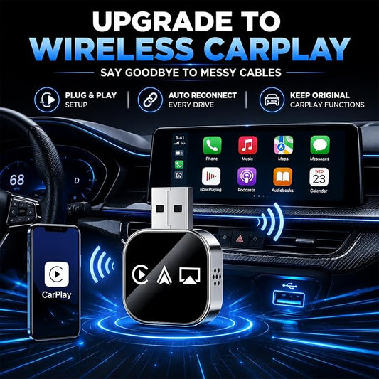 Car Accessories Bluetooth for Apple Carplay Adapter Wireless Mirroring to Watch TV on Screen Play Streaming Device Movies Mirror Phone Auto Link Pro 2026 3 in 1 USB Vehicle for iPhone