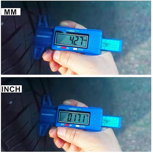 GODESON Tire Tread Depth Gauge, Digital Tire Tread DepthGauge in Inch/MM with Large LCD Display and Tire Tread Depth Measuring Tool for Cars,Trucks,Moto(Blue)