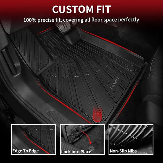 LASFIT Floor Mats Fit for Volkswagen ID.4 2021-2026, Custom Fit TPE All Weather Waterproof Floor Liners 1st & 2nd Row Car Mats, Black