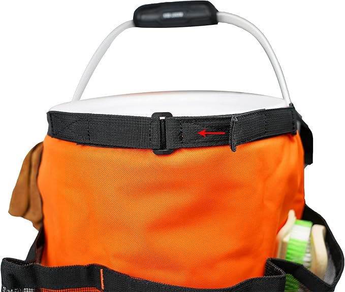 MELOTOUGH Bucket Washing Tool Organizer for a 5 Gallon Bucket Tool Organizer for Garden Tools Fit 3.5 to 5 Gallon Bucket (Orange)