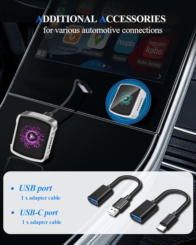 2-in-1 Wireless CarPlay & Android Auto Adapter,2026 Upgrade Auto Adapter Instant Wired to Wireless Conversion, Plug & Play, Mini & Stable with USB-C/Type-C, Compatible with iOS 10+ & Android 11+