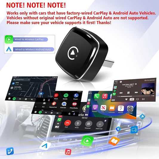 LEXXSON Wireless CarPlay Adapter for iPhone, Plug and Play, Fast and Stable Connection 2 in 1 Android Auto Wireless Adapter for CarPlay&Android