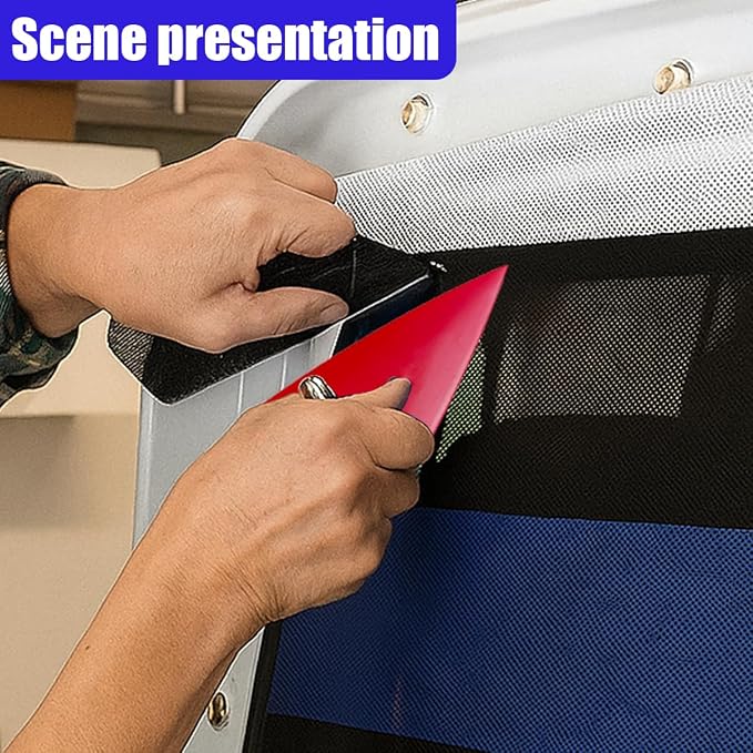 2PCS Triangle Squeegee Car Tint Squeegee, Go Corner Contour Vinyl Wrap Scraper, Fine-Edge Window Tint Tool for PPF Vinyl Wrap, Wallpaper, Decal Sticker Installation(Red)