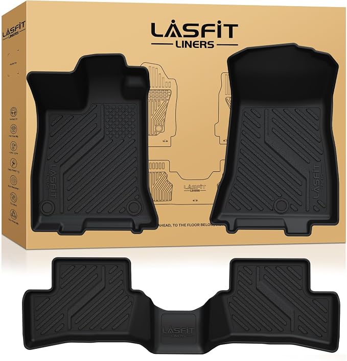 LASFIT Floor Mats for Acura TLX 2021-2025 Sedan, Floor Liners with Raised Edges Custom Fit Full Coverage TPE All Weather Front & Rear Row Car Mat Set, Black