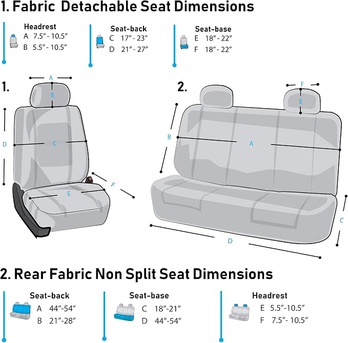 FH Group Stylish Full Set Car Set Covers Front Set and Rear Split Function, Airbag Compatible β Universal Fit for Cars Trucks & SUVs (Solid Black)