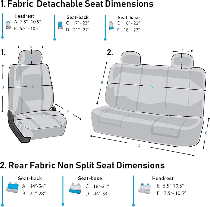 FH Group Flat Cloth Seat Covers Front Seat and Solid Rear Bench Full Set with Gift - Universal Fit for Cars, Trucks & SUVs (Beige/Black)