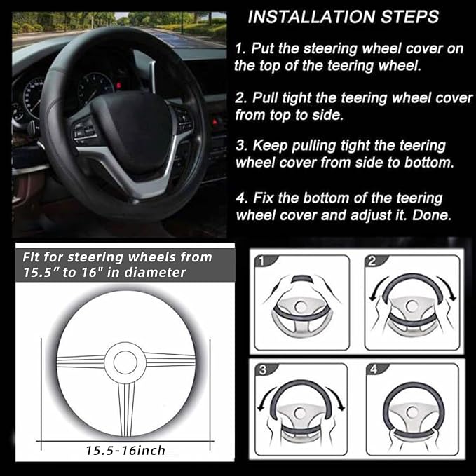 Valleycomfy Microfiber Leather Steering Wheel Cover Large-Size for F150 F250 F350 Ram 4Runner Tacoma Tundra Range Rover Model S X with 15 1/2 inches-16 inches Outer Diameter (Brown)