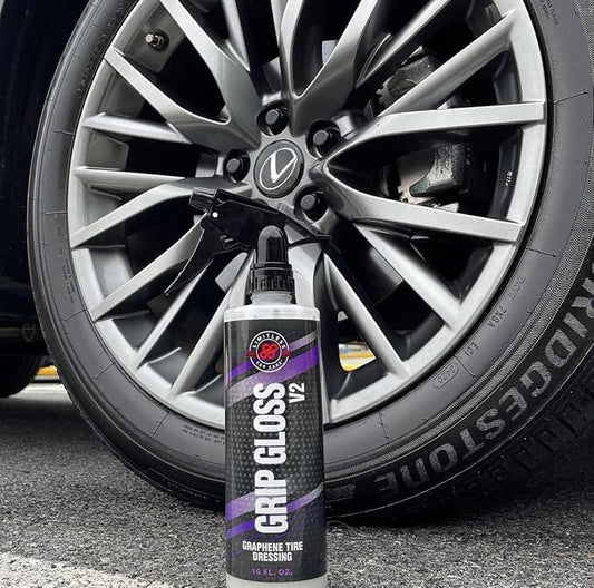 LimitlessCarCare Grip Gloss V2 Tire Dressing - Deep Black Finish W/Graphene Non Greasy Car Detailing | Ceramic Coating Like Tire Protection