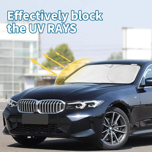 Sun Shade for BMW 3 Series 2019-2025 Windshield Sunshade- Front Window Shade for BMW 330i, 328i, 335i, 320i, 325i F30 F31Sun Visor Protector Blocks UV Rays Heat Sun Shield Accessories
